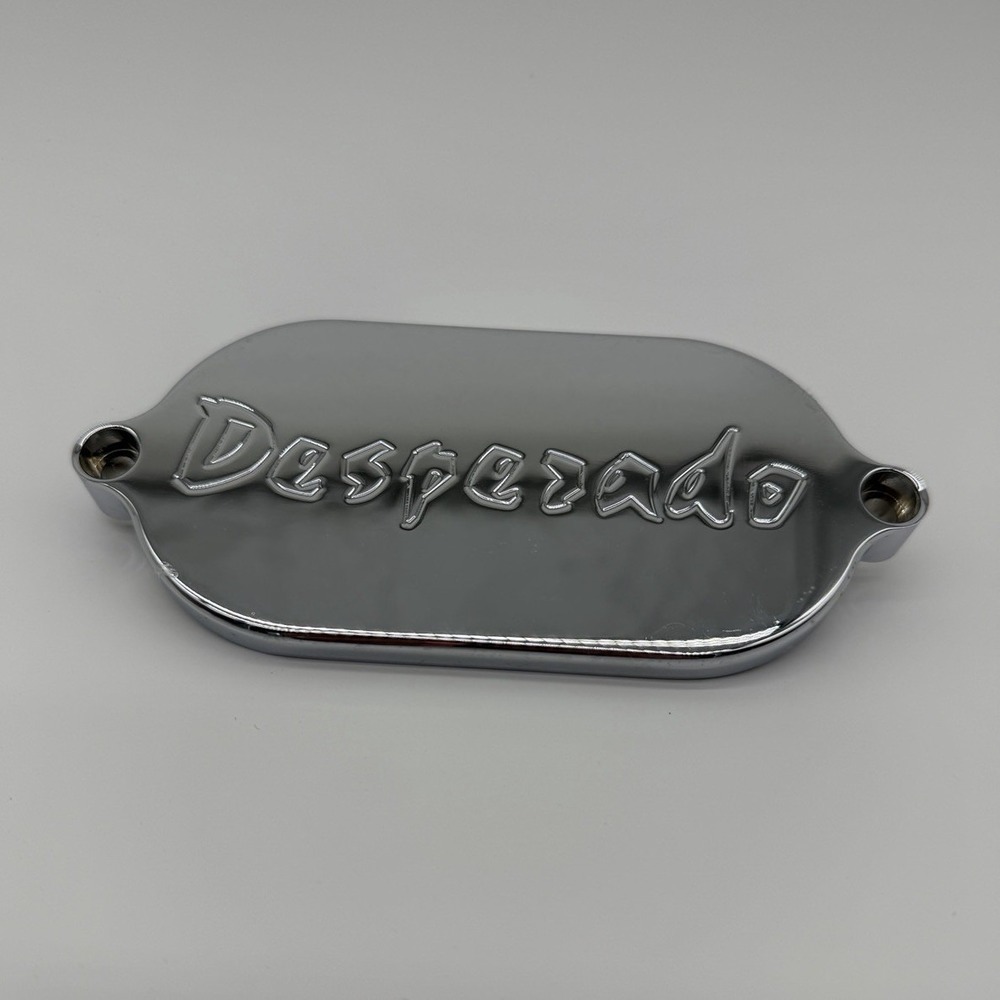 Chrome Motorcycle Transmission Side Cover Plate Desperado Logo Custom 2-Hole